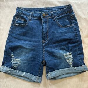 Blue Denim Distressed Women Shorts Size M NWOT